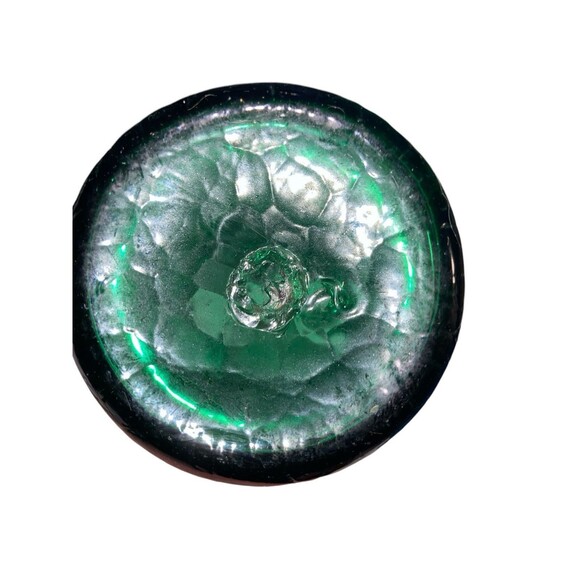 Two Vintage Pilgrim Crackle Glass Tumblers Pinched Dimpled 8.5" Tall Green - Picture 2 of 2